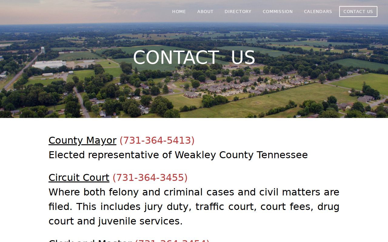 Weakley County warrant records and general county contact route