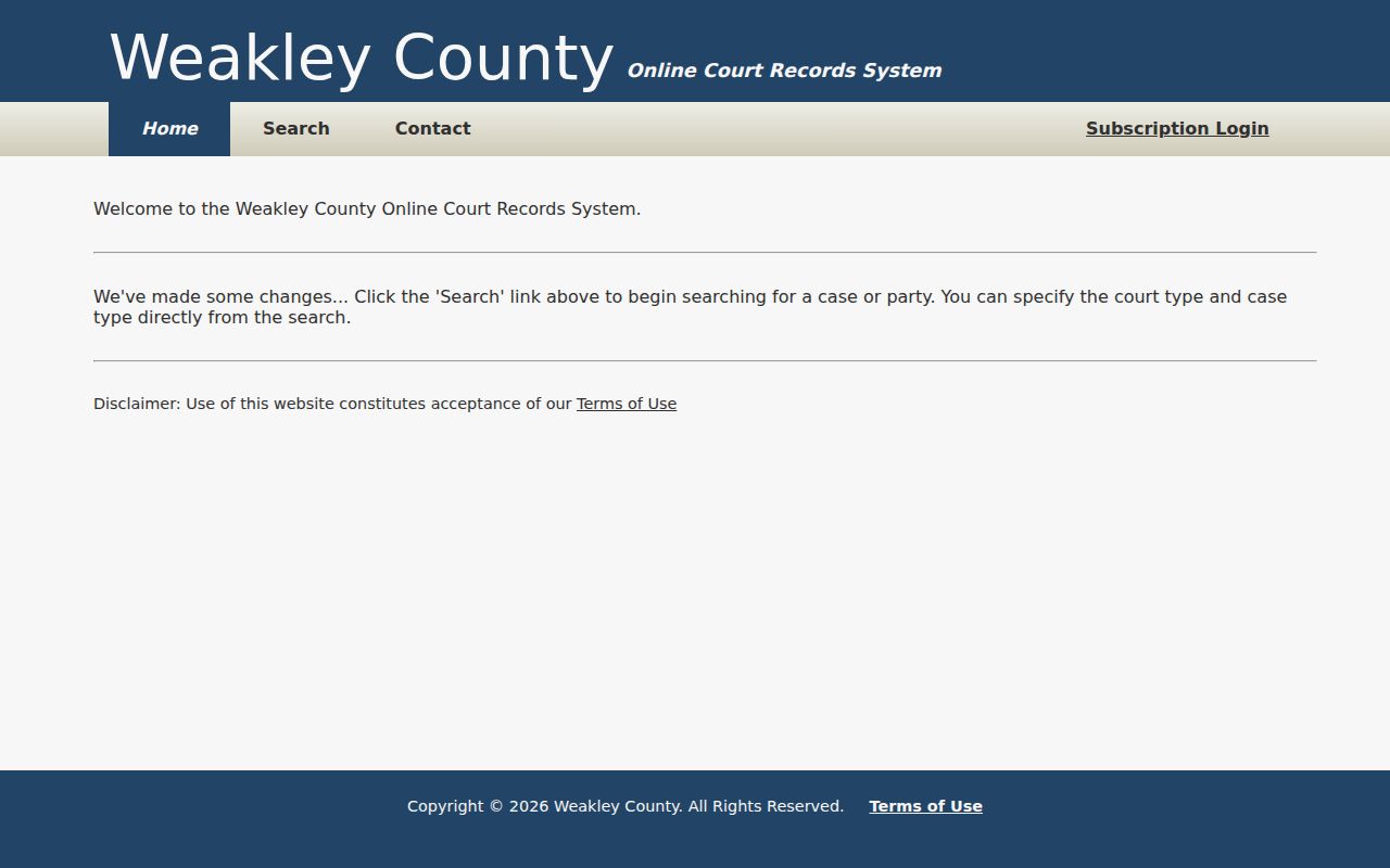 Weakley County warrant lookup and official court portal