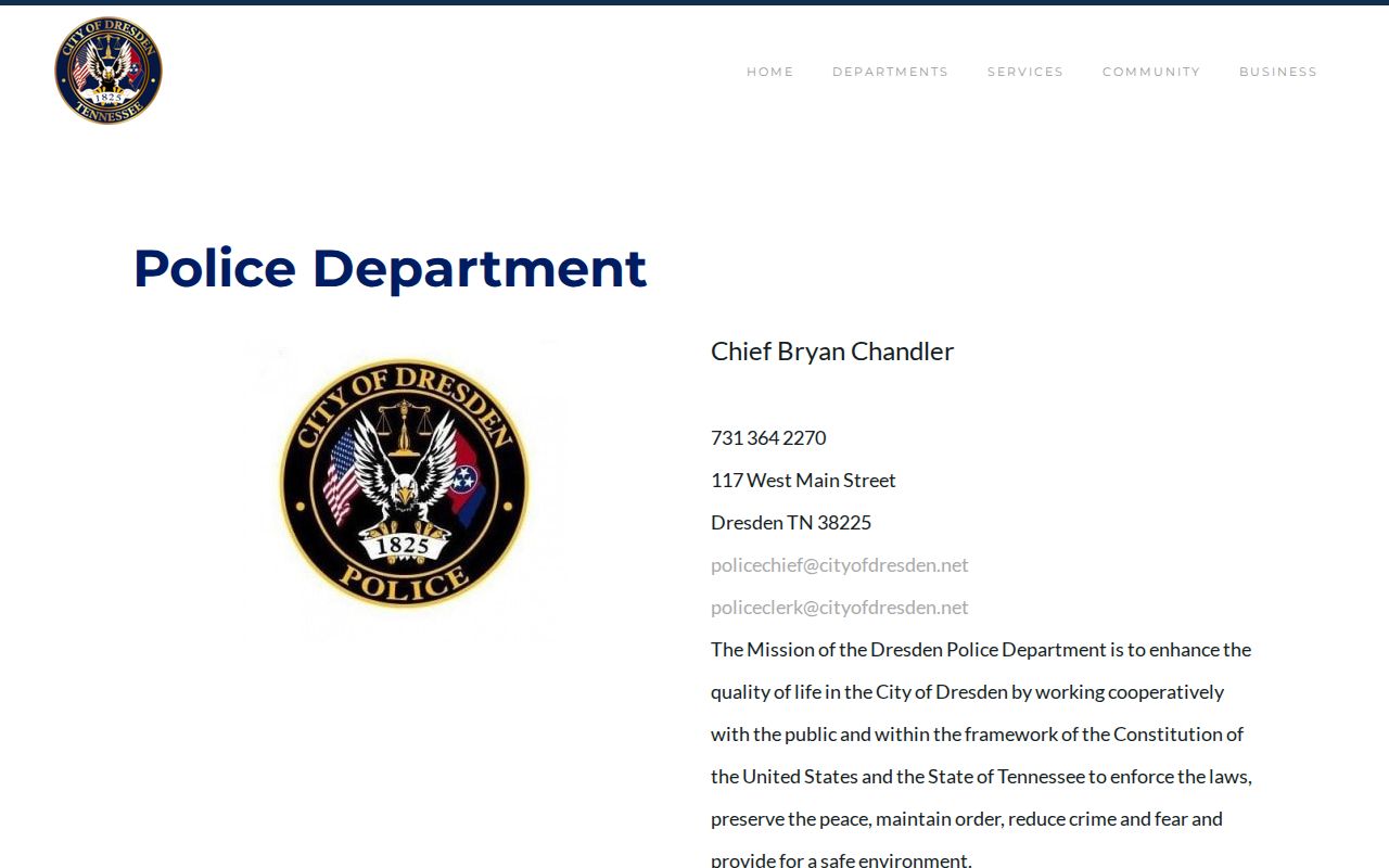 Dresden warrant search contact at Dresden Police Department