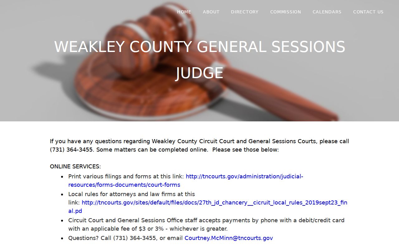 Weakley County bench warrant search and Circuit Court clerk