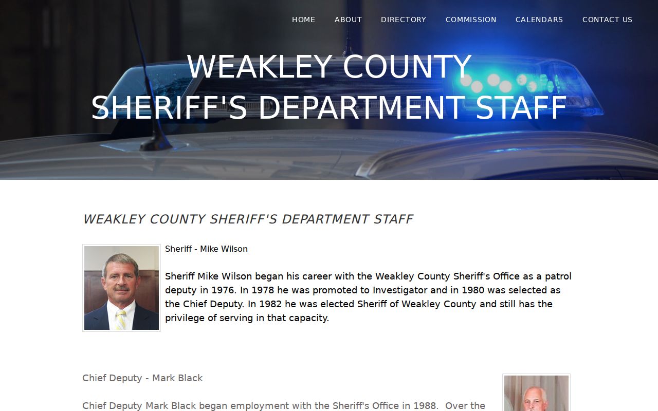 Weakley County warrant records and sheriff contact context